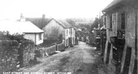 Picture looking down East Street, towards Kitwell Street in Uffculme, Devon